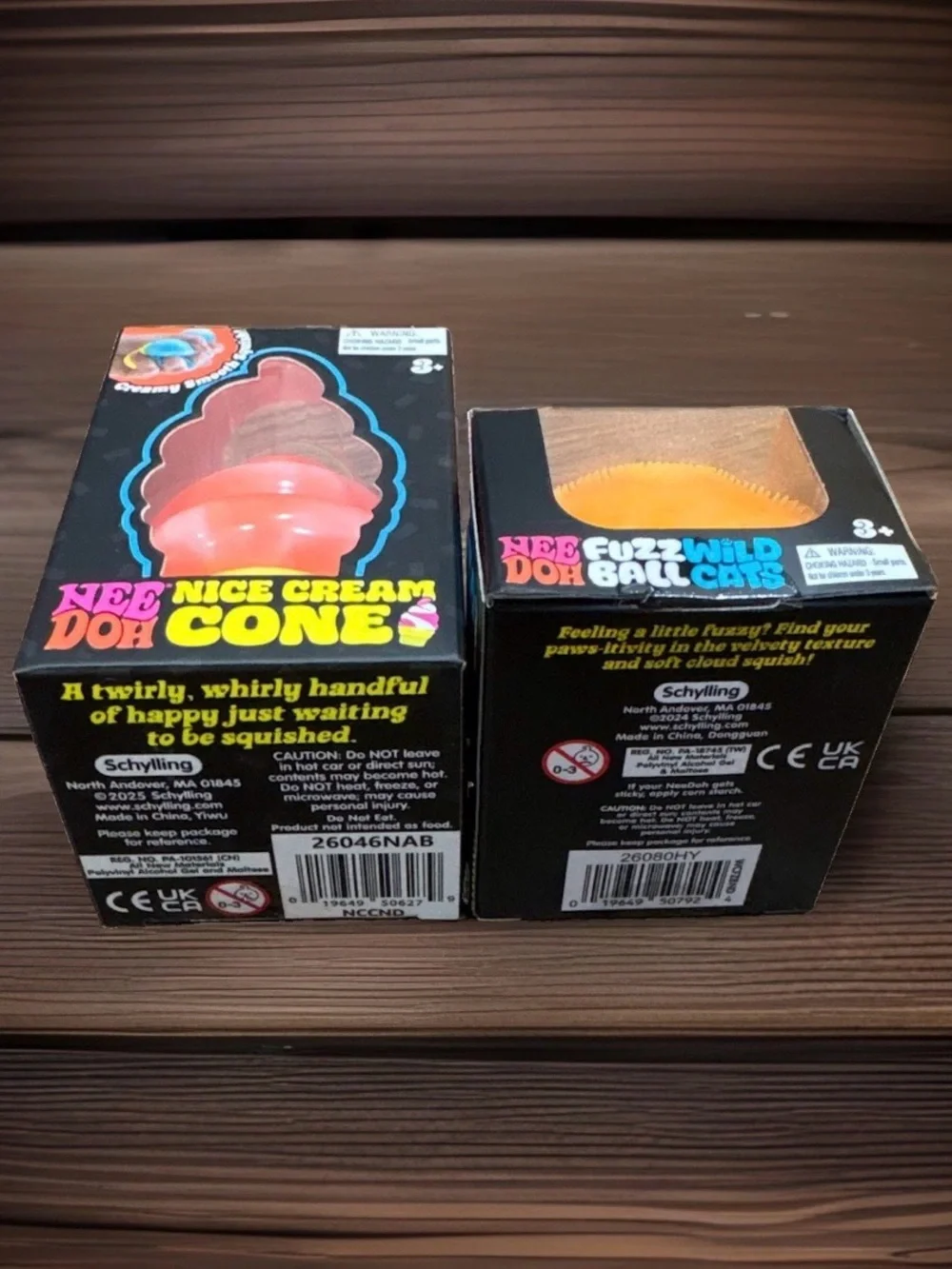 Schylling NeeDoh Nice Cream Cone & FuzzBall Wildcat Lot of 2 New Sealed Auth